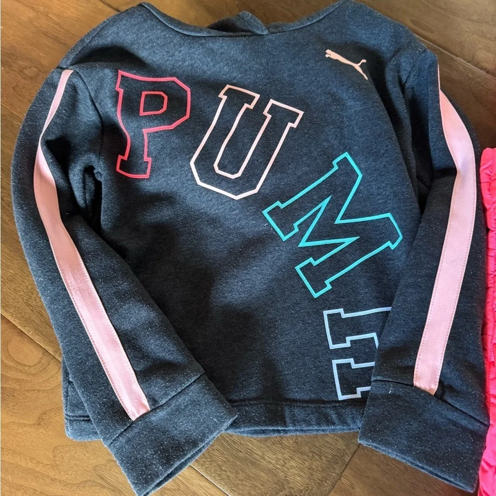 Puma Girl Bundle - Quilted Puffer Vest Fluorescent Hot Pink 10/12, Sweatshirt 7